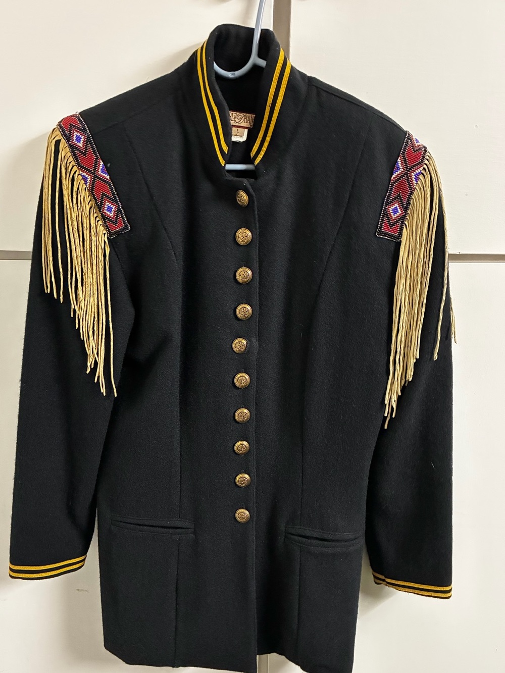 VTG RARE Double D Ranchwear Long Scout Wool Military Cavalry Peacoat Western L